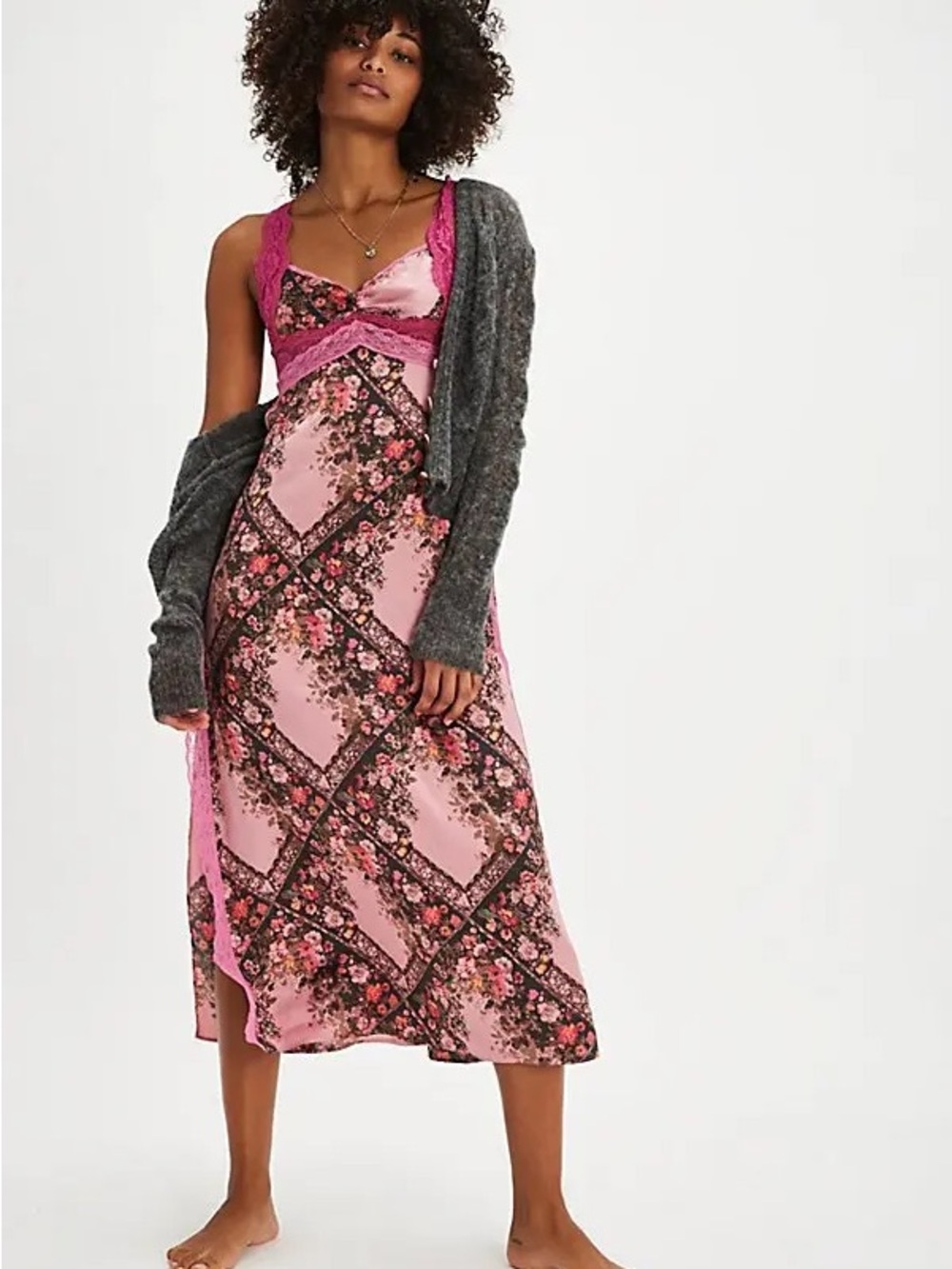 Free People Just Dreamy Maxi Slip |  Dusty Mauve Combo | Small | NWT